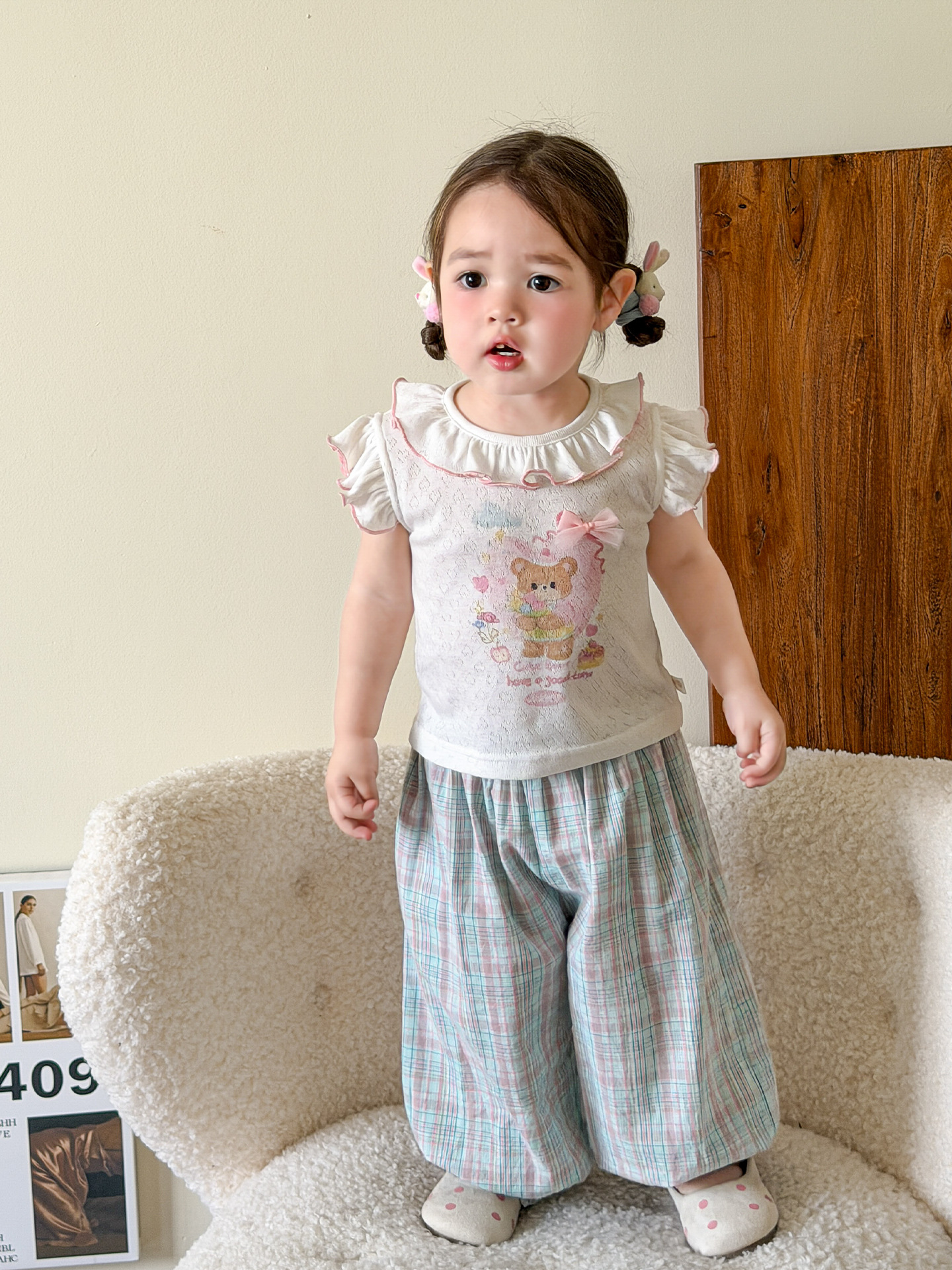 Cane Pear ropa infantil chaleco de niñas mallas mangas voladoras de verano 2026 ropa infantil clase A chaqueta de bebé