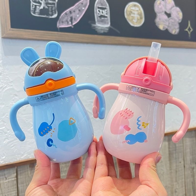6 months to 3 years old baby learning drinking cup with straw, anti-choking 316 stainless steel insulated cup