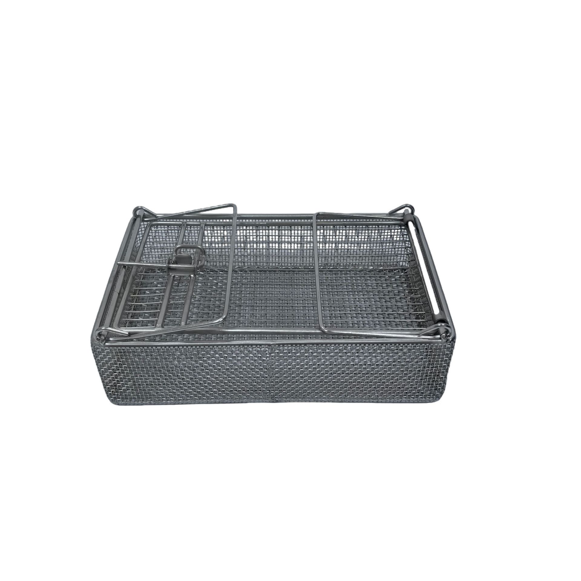 加工不锈钢316L耐高温双层编织网框带把手光纤收纳网筐