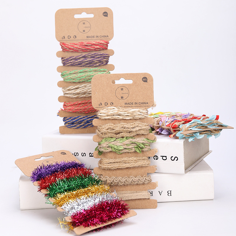 多規格裝飾麻繩幼兒園創意diy6槽手工綠葉麻繩金絲彩條裝飾繩