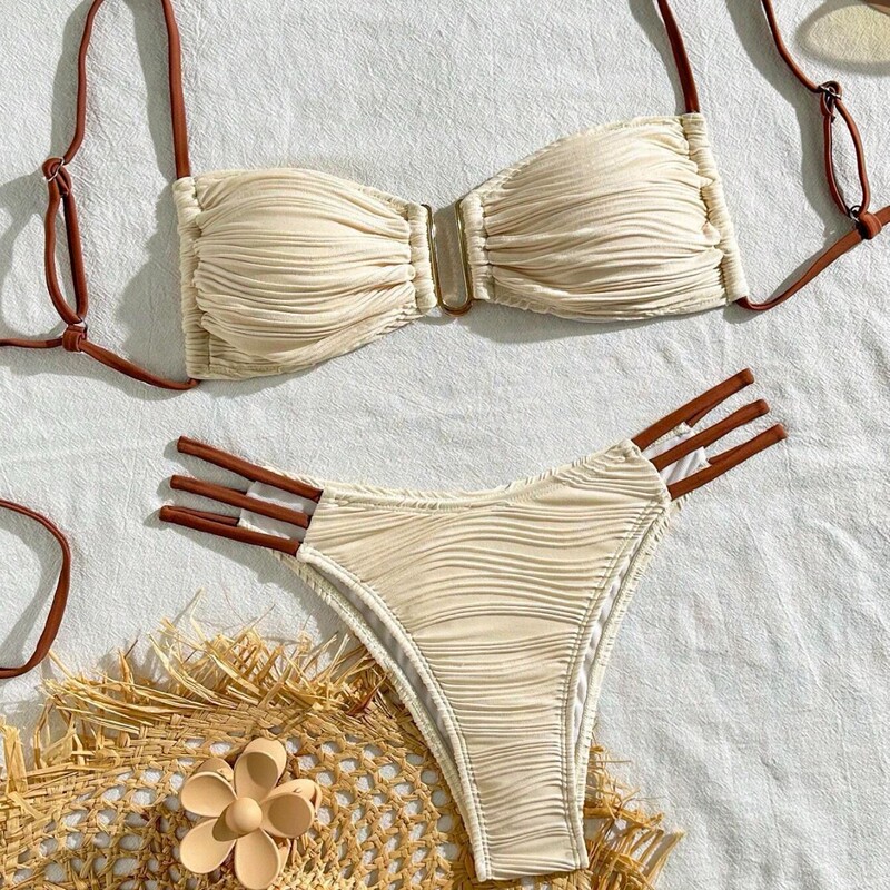 Cross-border European and American bikini swimsuit three-point sexy and comfortable women's swimsuit split foreign trade swimsuit wholesale