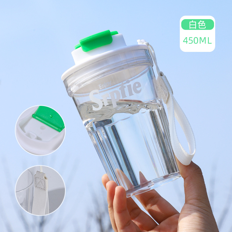 Taza de plástico portátil, diseño simple, con pajita, regalo ideal, para hombres y mujeres