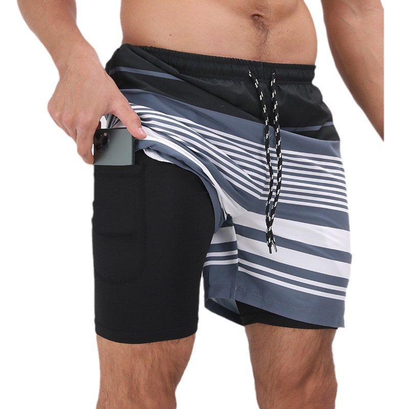Amazon cross-border e-commerce hot supply 3D digital printing tropical coconut forest double beach pants shorts casual