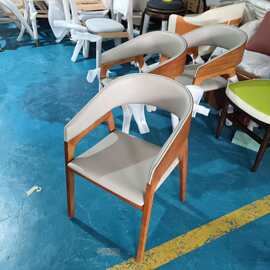 佛山工厂实木餐椅餐厅扶手靠背椅商用酒店现代休闲北欧家具