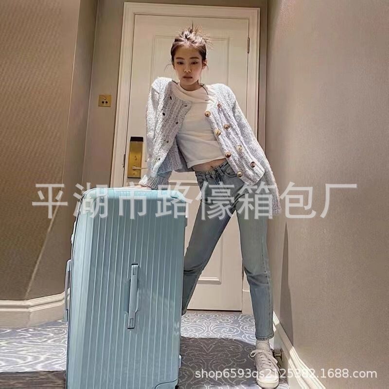 Candy-Colored Large-Capacity Suitcase for Women 32-Inch Universal Wheel Trolley Case for Men Ykk Zipper Checked Password Leather Case
