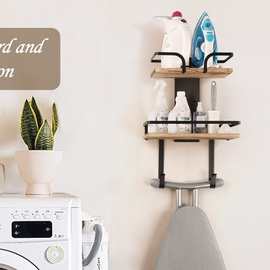 木质熨衣服置物架2层熨衣板支架墙上壁挂式熨斗收纳架壁挂收纳