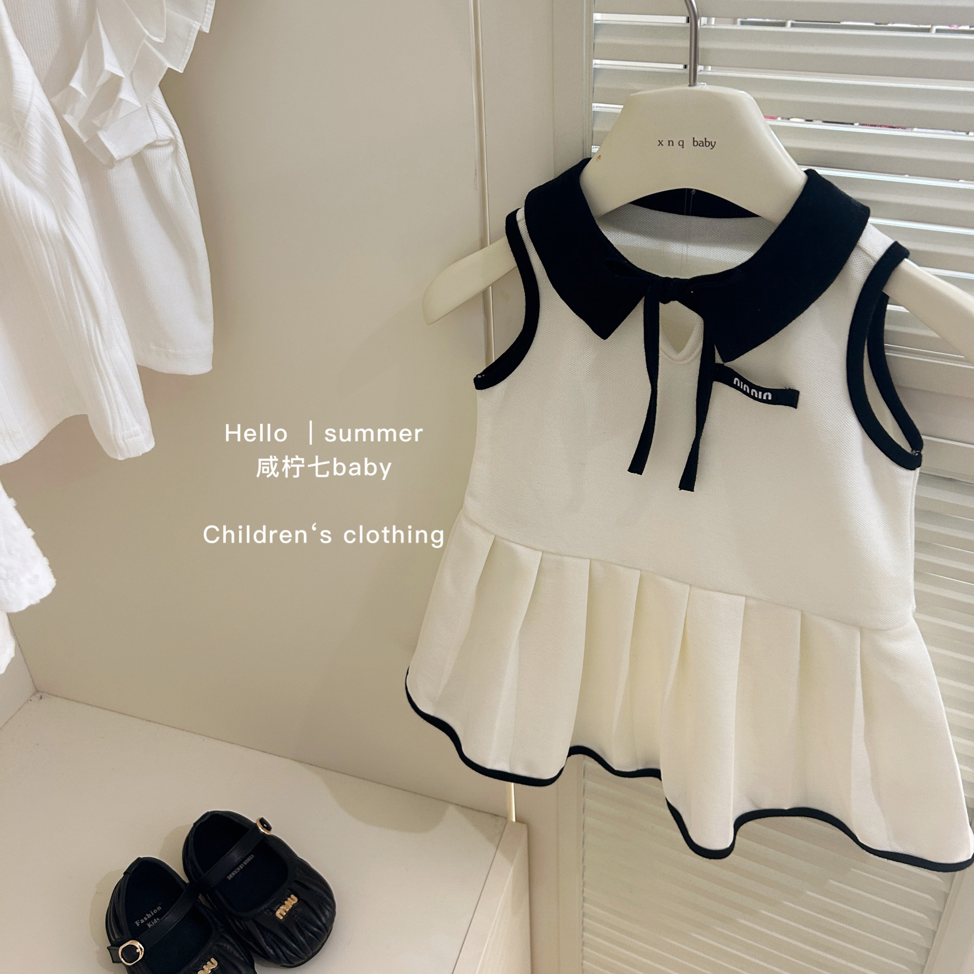 Vestido de verano para siete niñas con limón salado 2024 nuevo estilo estilo occidental para niños falda de estilo universitario de polo vestido de princesa para niños