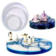 Overjoyed DIY Large Round Table Top Resin Mold Ocean Crystal Ornament Silicone Mold Cross-border