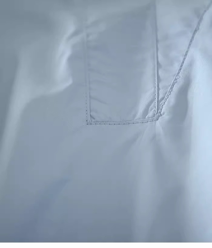 Áo sơ mi nữ cổ chữ V cotton tay lửng thiết kế khoét lỗ thanh lịch — Màu xanh lam nhạt chi tiết 8