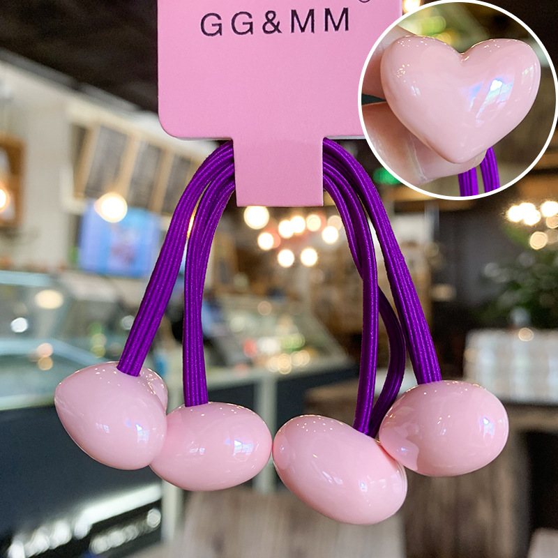 20g Weight Hair Tie Hair Accessories Type 2 Pieces Per Card Quantity Holiday, Daily Occasion Acrylic Material Color Block, Heart Shape Pattern Kid'S Gender Cute, Sweet Style Cute Sweet Kid'S Color Block Heart Shape Arylic Hair Tie 22