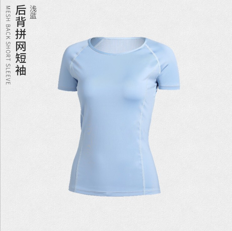 スポーツ半袖レディースメッシュ通気性ヨガウェア速乾性痩身スポーツTシャツ薄型ランニングネットセレブフィットネスウェア夏|undefined