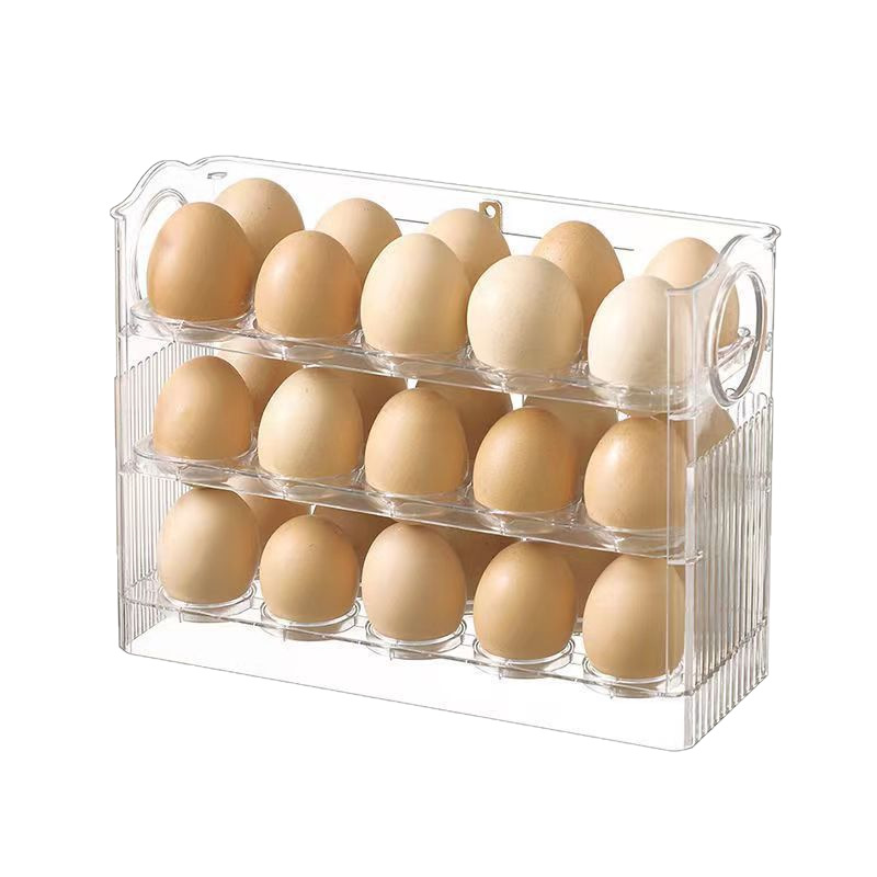 Caja de almacenamiento de huevos con volteo automático, puerta lateral del refrigerador, estante de almacenamiento de huevos, bandeja de huevos de cocina, artefacto de almacenamiento, caja de huevos