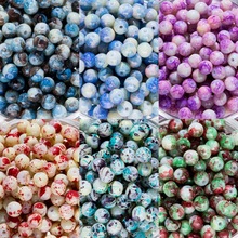 彩绘全套枣珠水墨彩绘晕染瓷珠竹节琉璃珠子DIY饰品配件材料批发