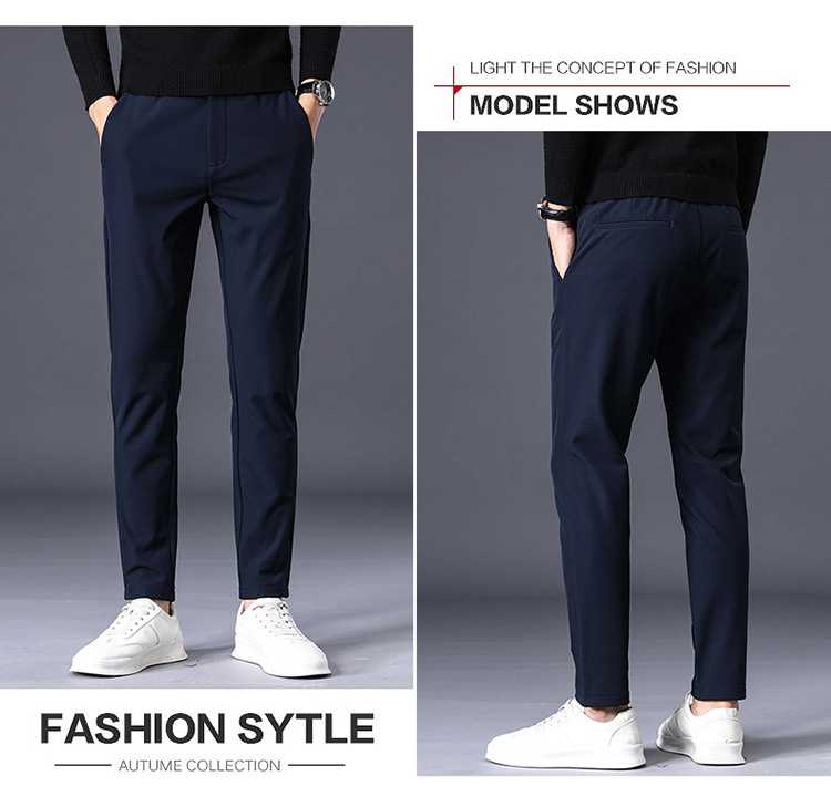 Spring casual slim fit straight suit simple non ironing business autumn men's pants, solid color_voghion.com