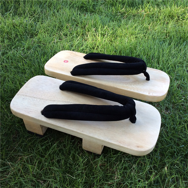 Wooden Shoes Couple Men and Women Two-Tooth Clogs High-Heeled Flip-Flops Clogs Slippers Cosplay Men