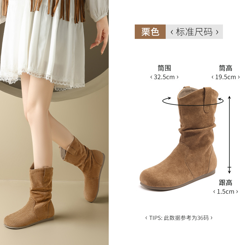 Botas de montaje de leones antiguas para mujeres 2025 nuevas botas de invierno Meirard pliegue Bocken no más altas que la rodilla
