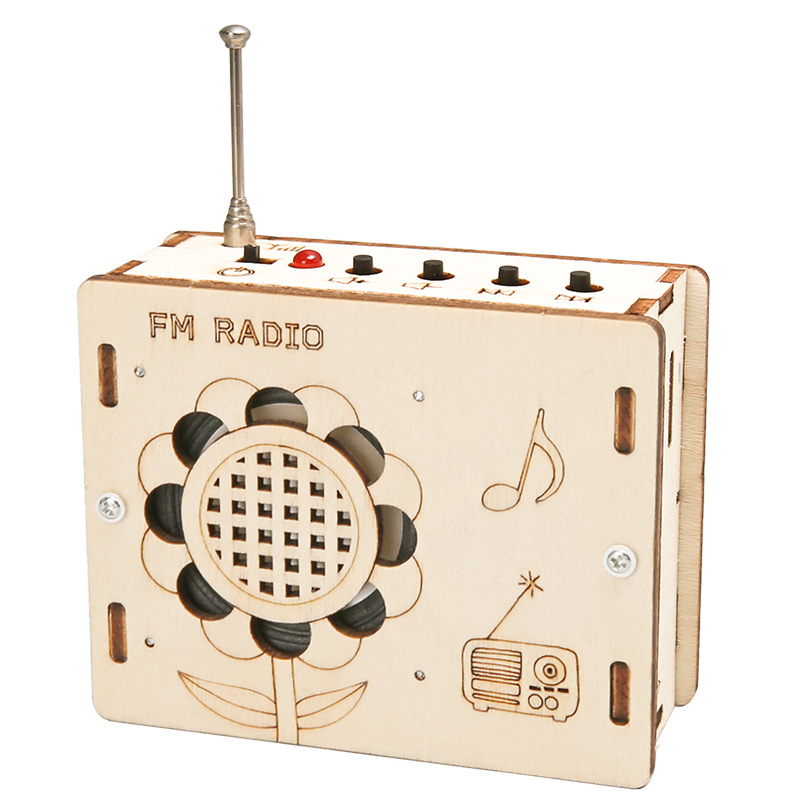 Experimento científico para niños mini radio tecnología de madera pequeña producción de estudiantes de primaria DIY ensamblaje a mano juguetes de enseñanza