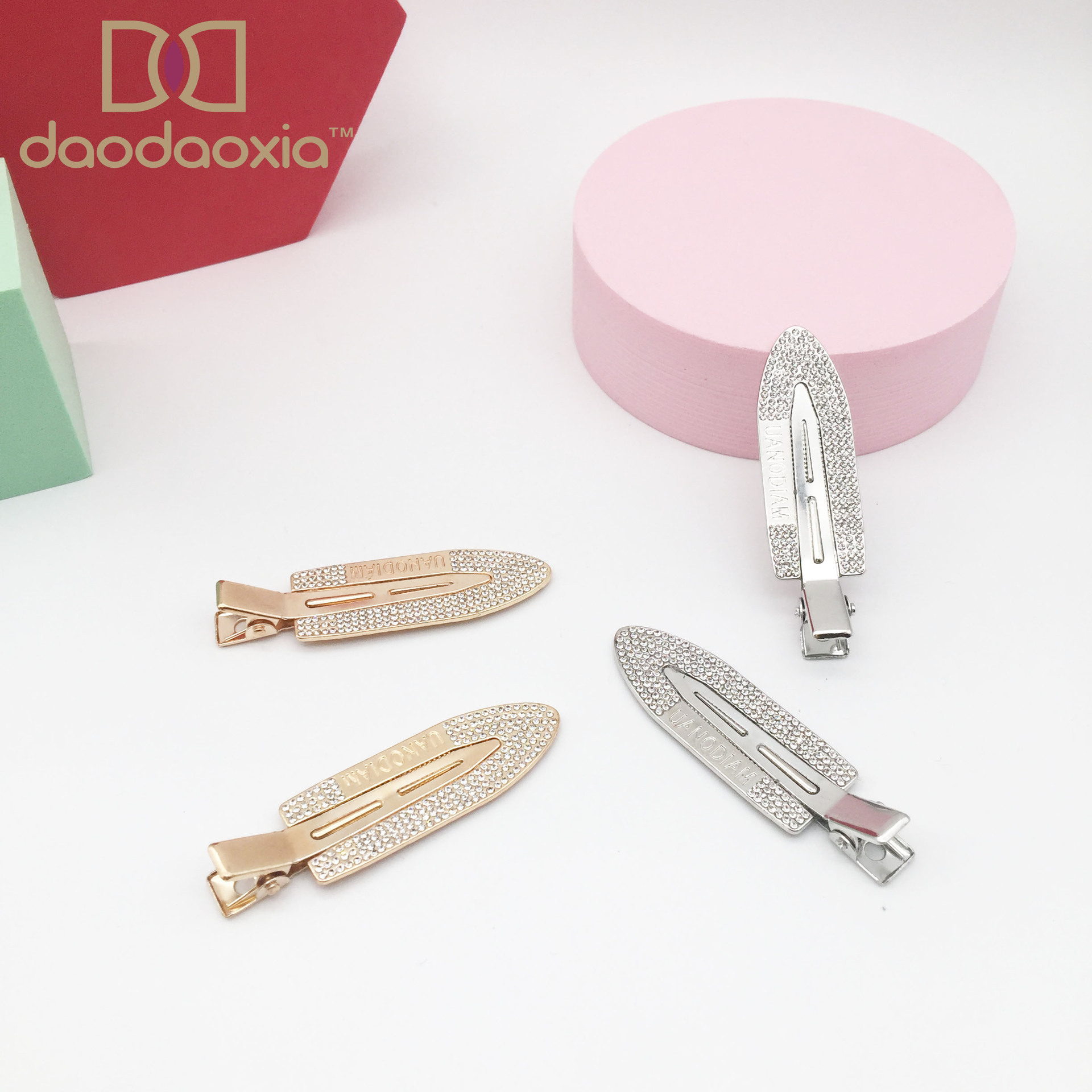 ins质感金属无痕发夹韩国边夹水钻发卡少女刘海碎发夹子头饰 发卡