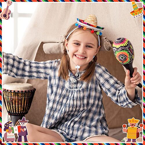 Straw Mexican Hat Dog Costume Accessories Carnival Party Supplies for Kids Pets and Doll Decoration