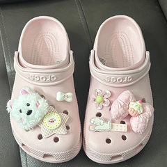 ピンクの公仔西高地の子犬の穴の靴のボタンの大きい蝶結びは金の靴の花のdiyにぶつかりません。