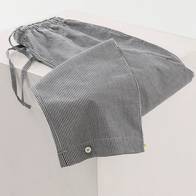 Хорошие пижамные брюки без принта в японском стиле, мужские весенне-летние тонкие домашние брюки, брюки в полоску, повседневные брюки для пар, верхняя одежда для дома