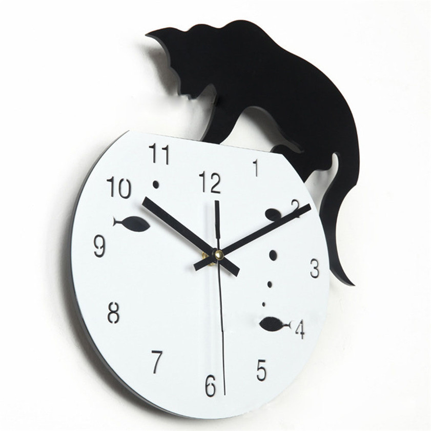 Xiaoqi Acrylic Cat Wall Clock Creative Wall Clock Home Children's Bedroom Decorative Wall Clock Living Room Silent Wall Clock