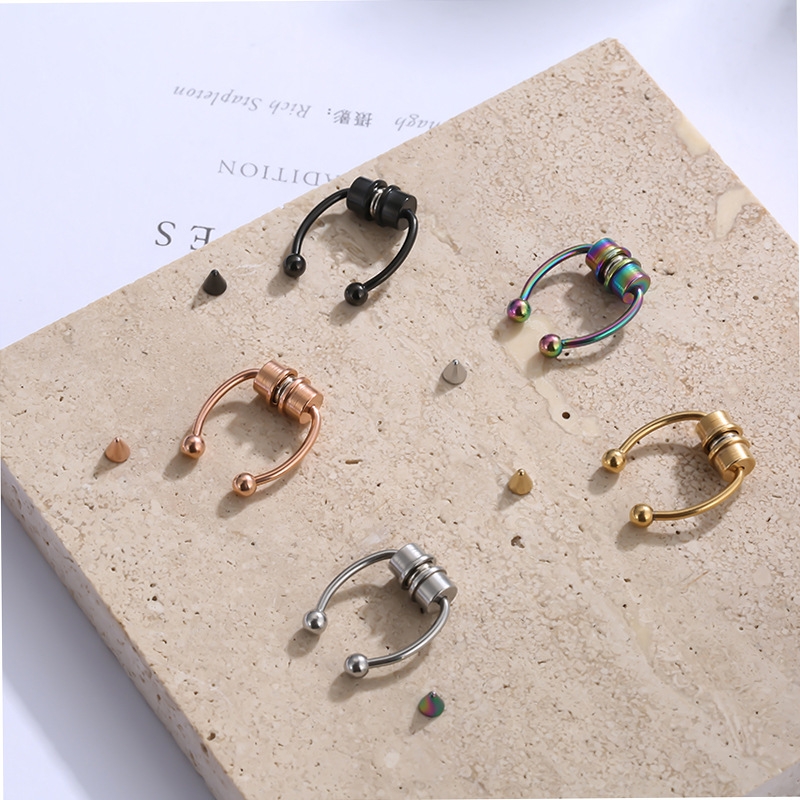 simple stainless steel magnet horseshoe ring titanium steel non-pierced nose clip