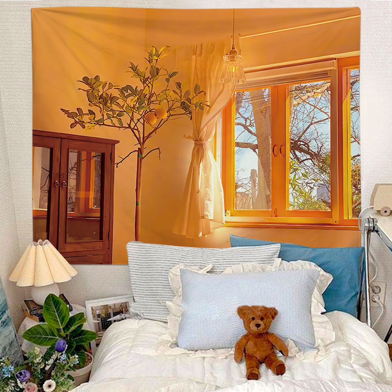 창 풍경 매달려 천 배경 천으로 침실 머리맡 장식 벽 천으로 기숙사 태피스트리 INS 방 캔버스 다시 왕 진