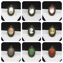 古青铜合金椭圆内镶13*18mm水晶美人头猫眼百搭DIY饰品配件661#