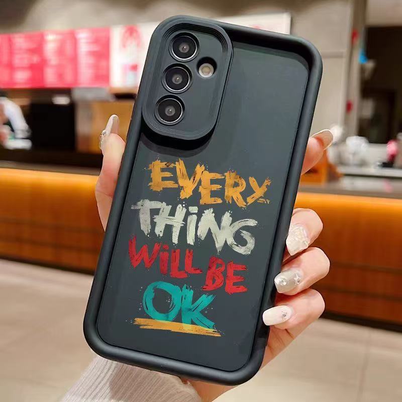 English Letters Ok Are Suitable for Samsung S24 Mobile Phone Case S23Ultra Protective Cover A54 Anti-Fall S22Pro Soft Case