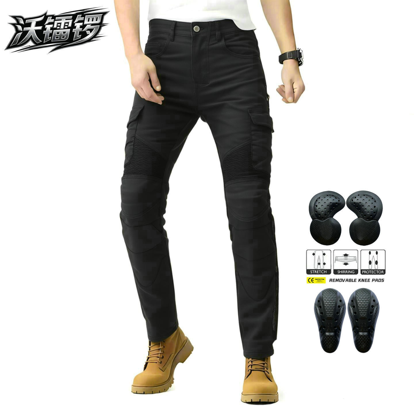 VOLERO Motorcycle Jeans Coated Vintage Biker Pants Multi-Bag Casual Tooling Riding Pants Second Generation Protector