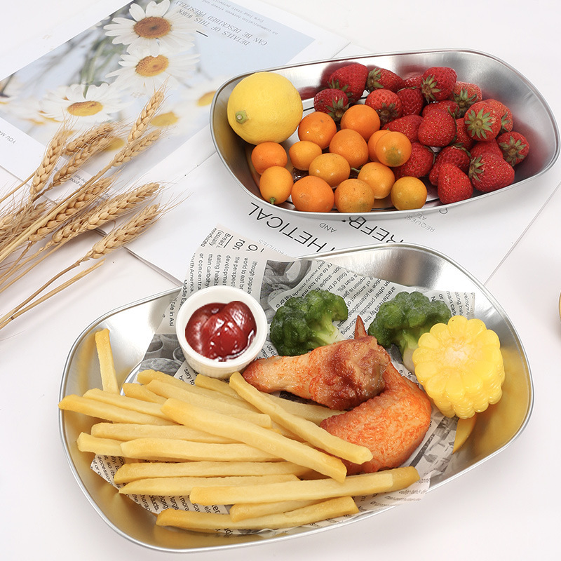 Vintage tinplate tray creative French fries fried chicken snack plate barbecue fried dish fruit dish fried skewer plate