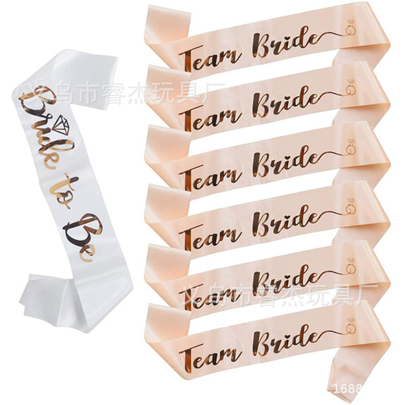 Bachelor party bride to be gilded bridal set team bride wedding ribbon bridal shoulder strap