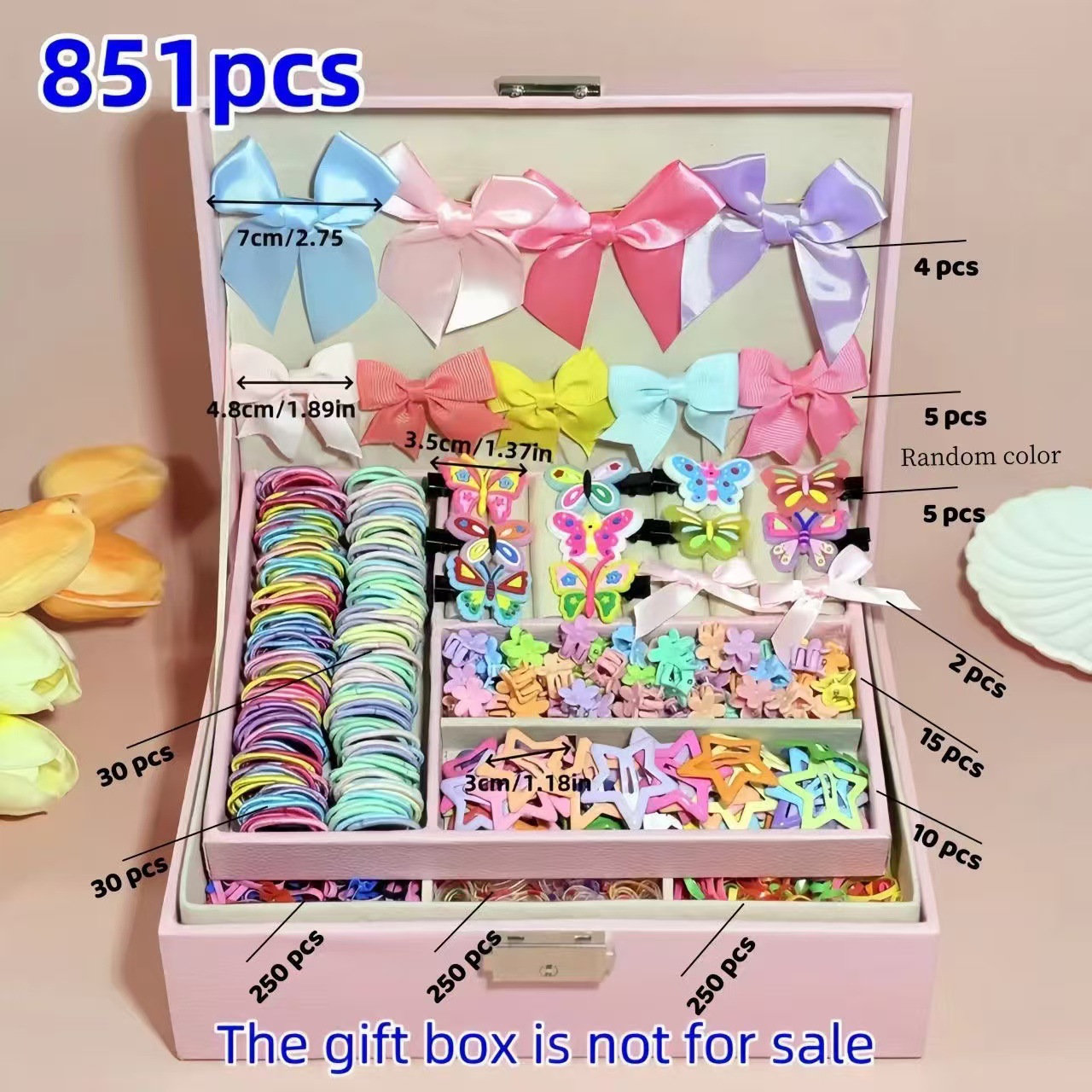 Clips para el cabello de niños, anillo para el cabello, clips para el cabello, caja de regalo, banda de correa de princesa, conjunto de peluquería, regalo diario para bebés