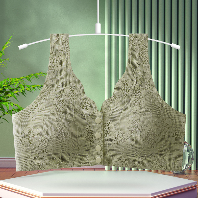 Sujetador de madre con hebilla frontal sin costuras, talla grande, sin anillo de acero, ropa interior de pecho, sujetador de dormir estilo chaleco para personas de mediana edad y ancianos