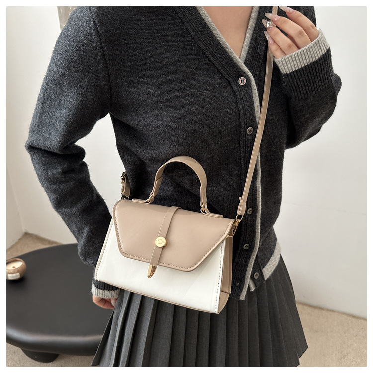 Women's Small Pu Leather Color Block Classic Style Square Magnetic Buckle Crossbody bag BAX display picture 12