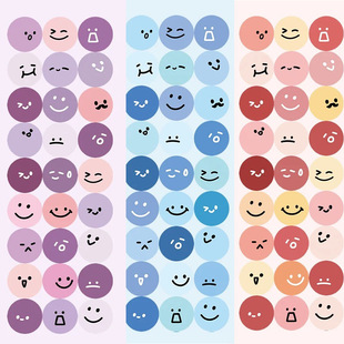 Ins Creative Cute Round Expression Smiley Sticker Decorative Pattern Hand Account Sticker PET Seal Sticker Color Label