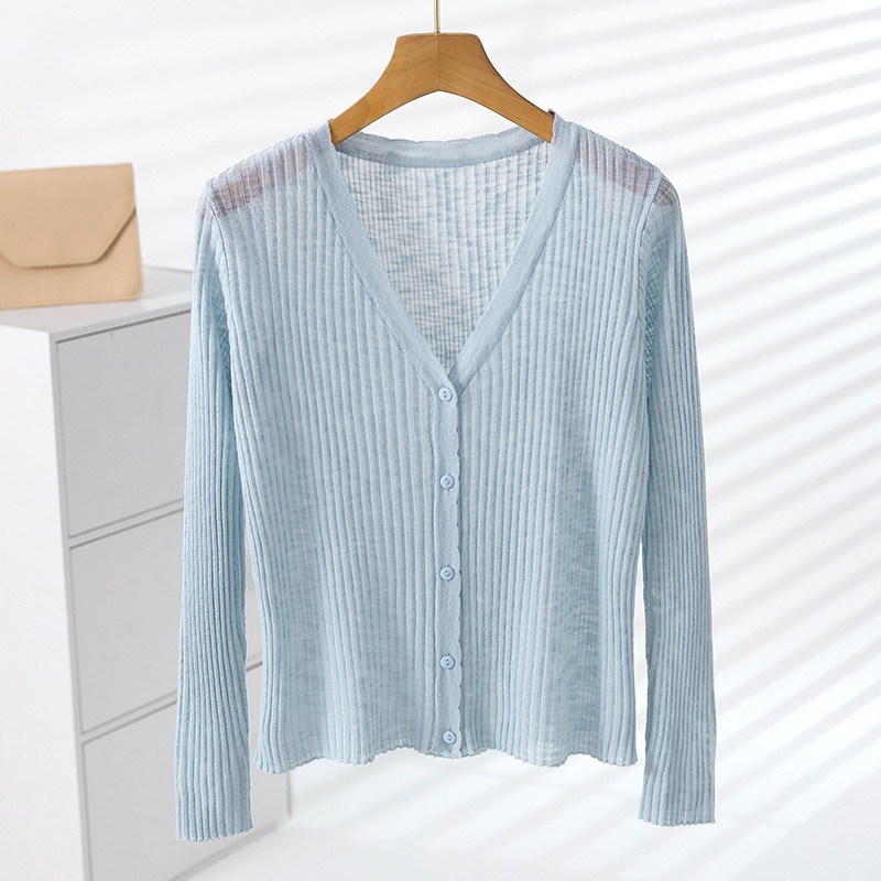 Summer Ice Silk Cardigan for Women, Thin Style with Suspender Skirt, Popular Style with Shawl, Waistcoat, Blouse, Top and Jacket