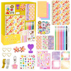 跨境DIY JOURNAL SET花卉手账女孩生日礼物剪贴簿儿童日记套装