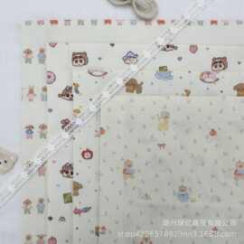 21支全棉斜纹纱卡数码直喷布料蝴蝶结小狗小熊服装发饰品箱包面料