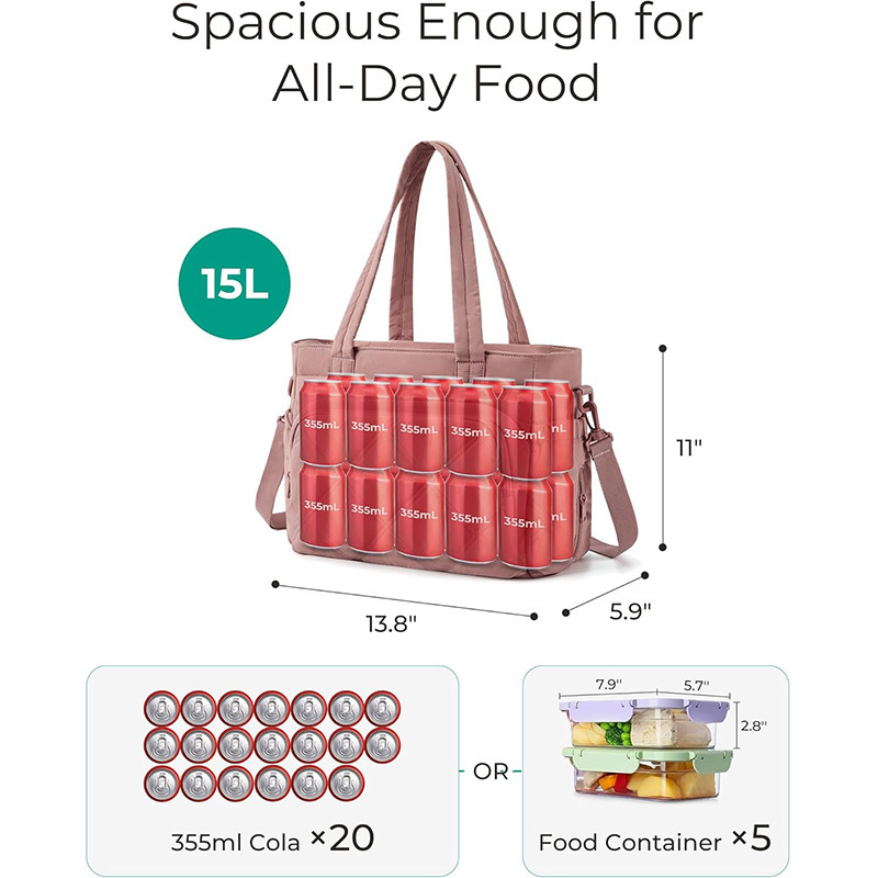 Amazon nueva bolsa de almuerzo para mujeres caja de almuerzo aislante bolsa de almuerzo con bolsillo bolsa de almuerzo suelta