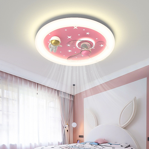 儿童房卧室灯男孩房间吸顶灯现代简约星球太空人宇航员卡通风扇灯