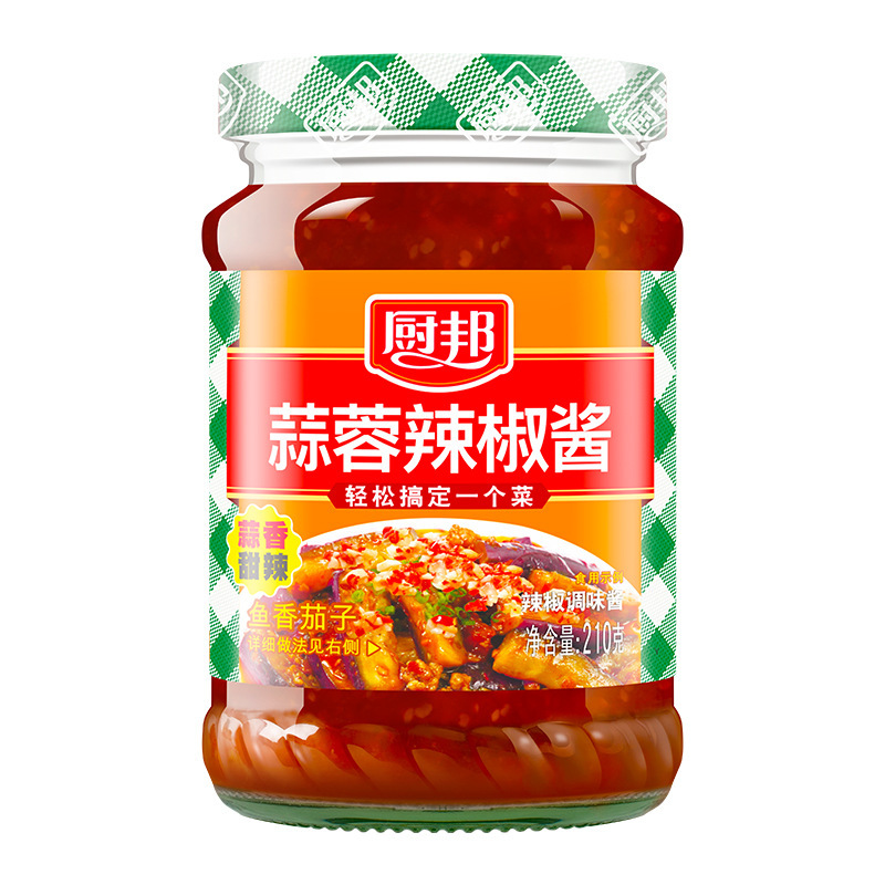 厨邦蒜蓉辣椒酱210克/瓶家用蒜泥辣椒酱甜辣拌面酱料剁椒香辣拌饭|undefined