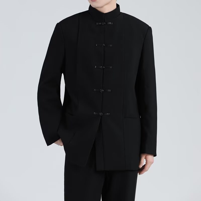 ZS03 슈트 [차이니즈 튜닉 + 롱팬츠] - 블랙