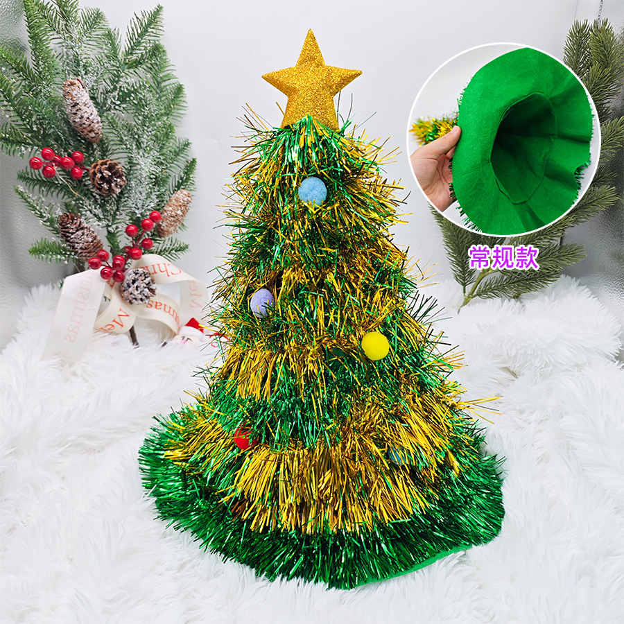 Navidad Sombrero del árbol de Navidad verde cebolla seda Sombrero de Navidad columpio mágico verde madder lana raya Sombrero de Navidad
