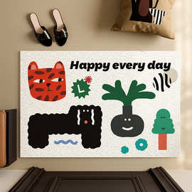 搞怪涂鸦入户地垫家用刮泥蹭土脚垫玄关防滑耐磨可裁剪丝圈地垫