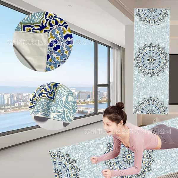 Cross-Border Double-Sided Velvet Yoga Towel, Sweat-Absorbent, Non-Slip, Women's Sports and Fitness Machine Washable, Portable, Quick-Drying, Hygienic, Printed and Soft