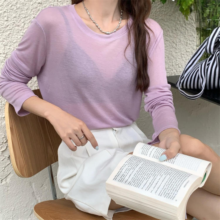 6008 긴팔티셔츠-보라색