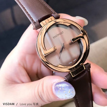 厂家GD GC供应新款时尚潮流双G大表盘女士手表防水带腕表皮带