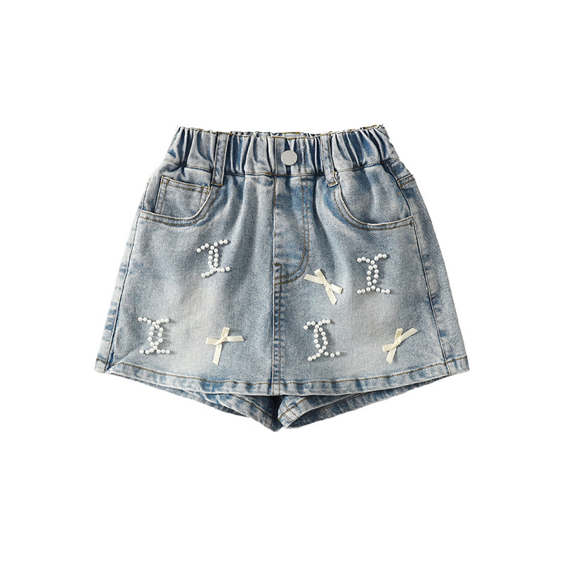 Niñas jeans de verano 2025 nuevo estilo extranjero para niños de verano falda delgada para niños grandes vestidos de pantalón